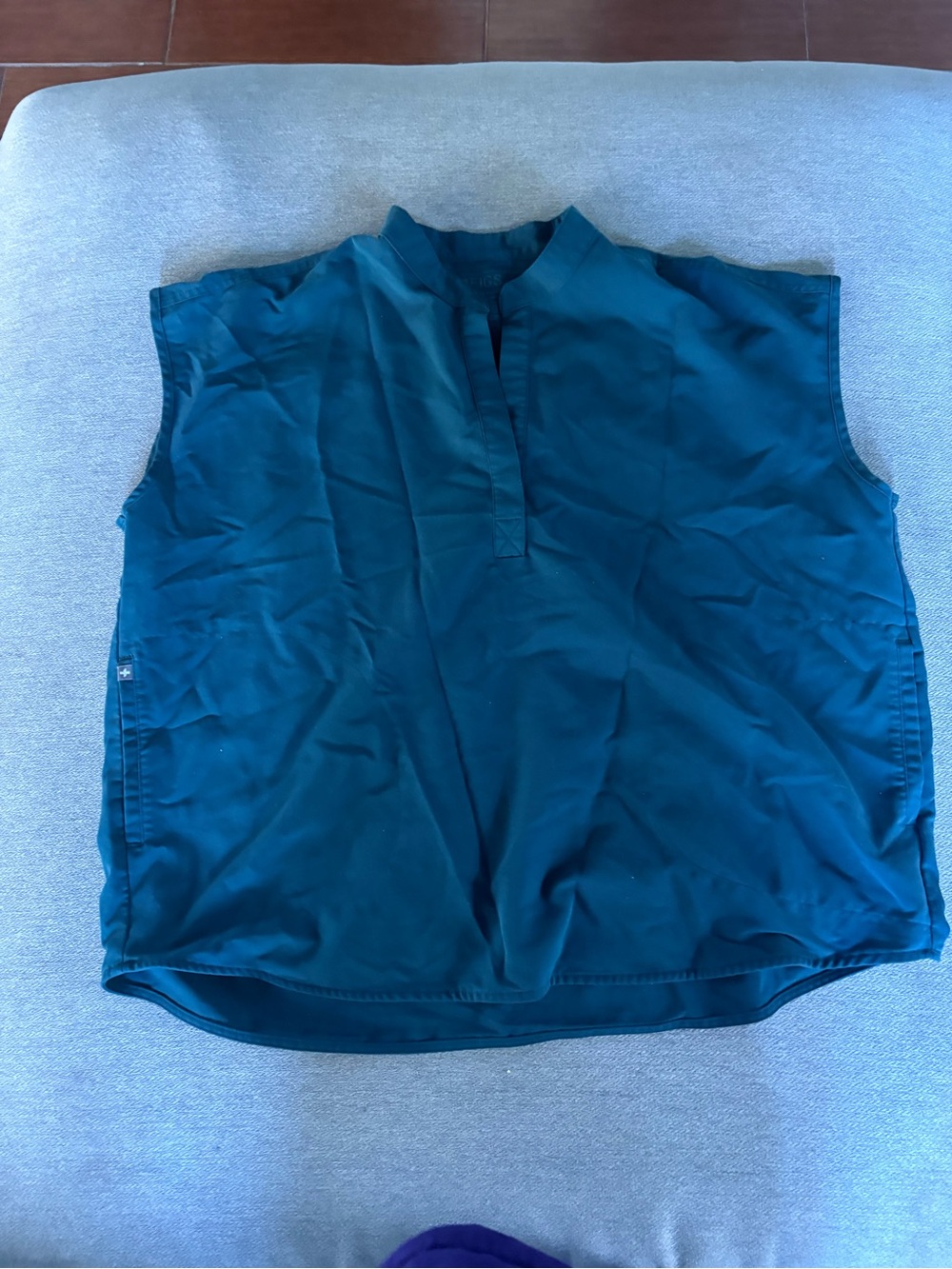 Figs Teal Sleeveless Henley-Style Medical Top